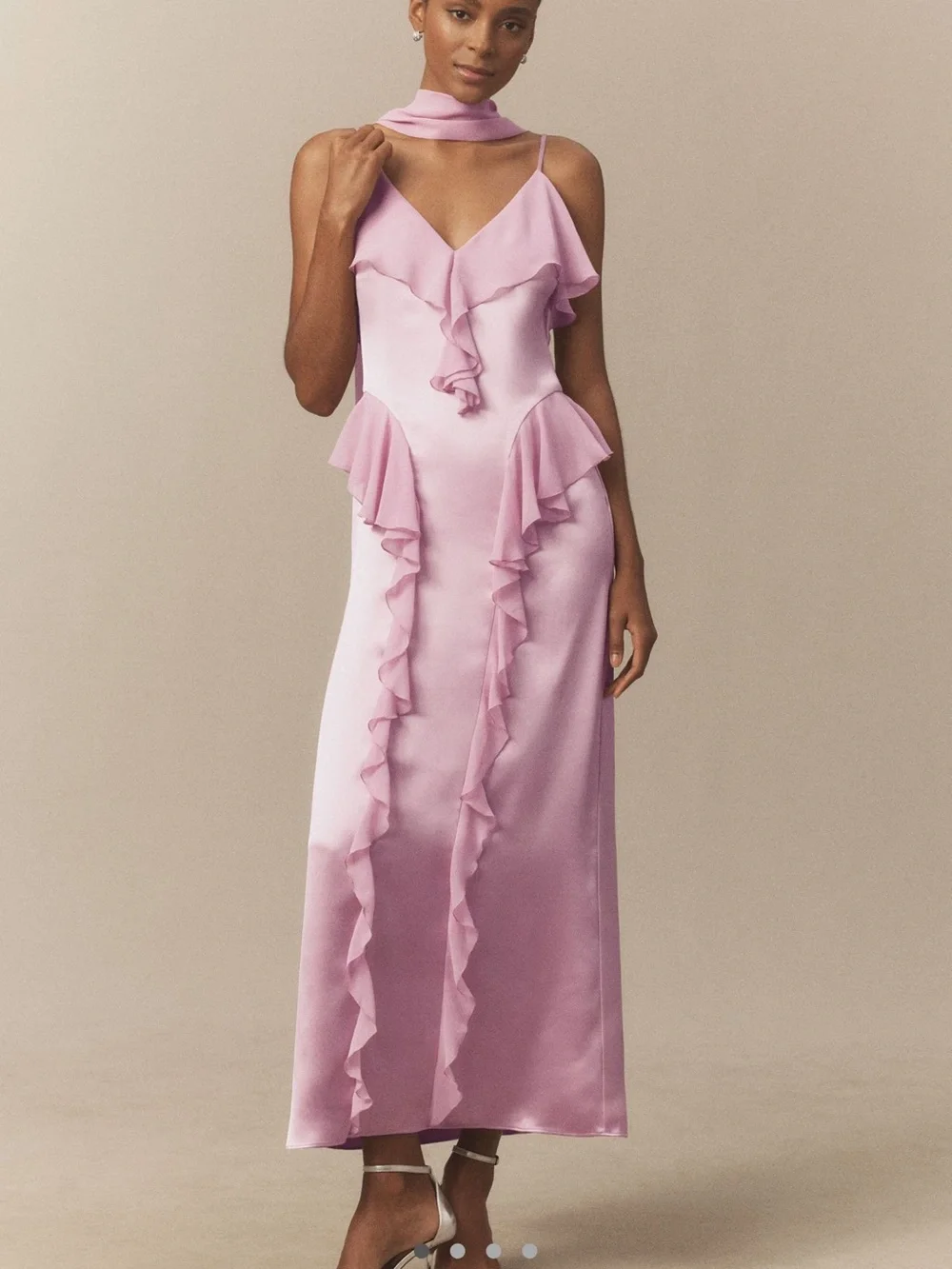 Anthropologie Lilac Ruffle Slip Maxi Dress - Picture 1 of 4